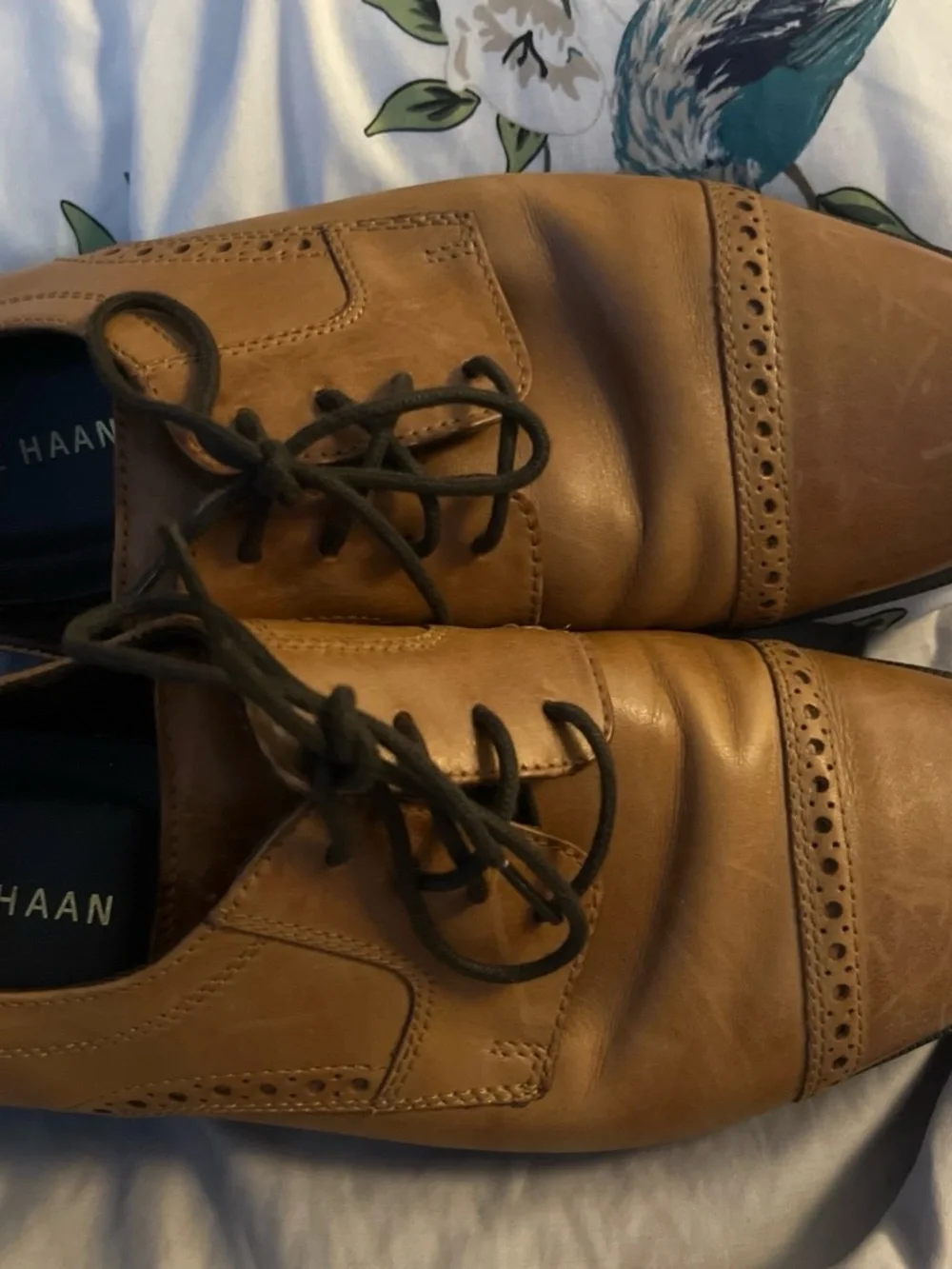 Cole Haan Tan Leather Lace-Up Oxfords